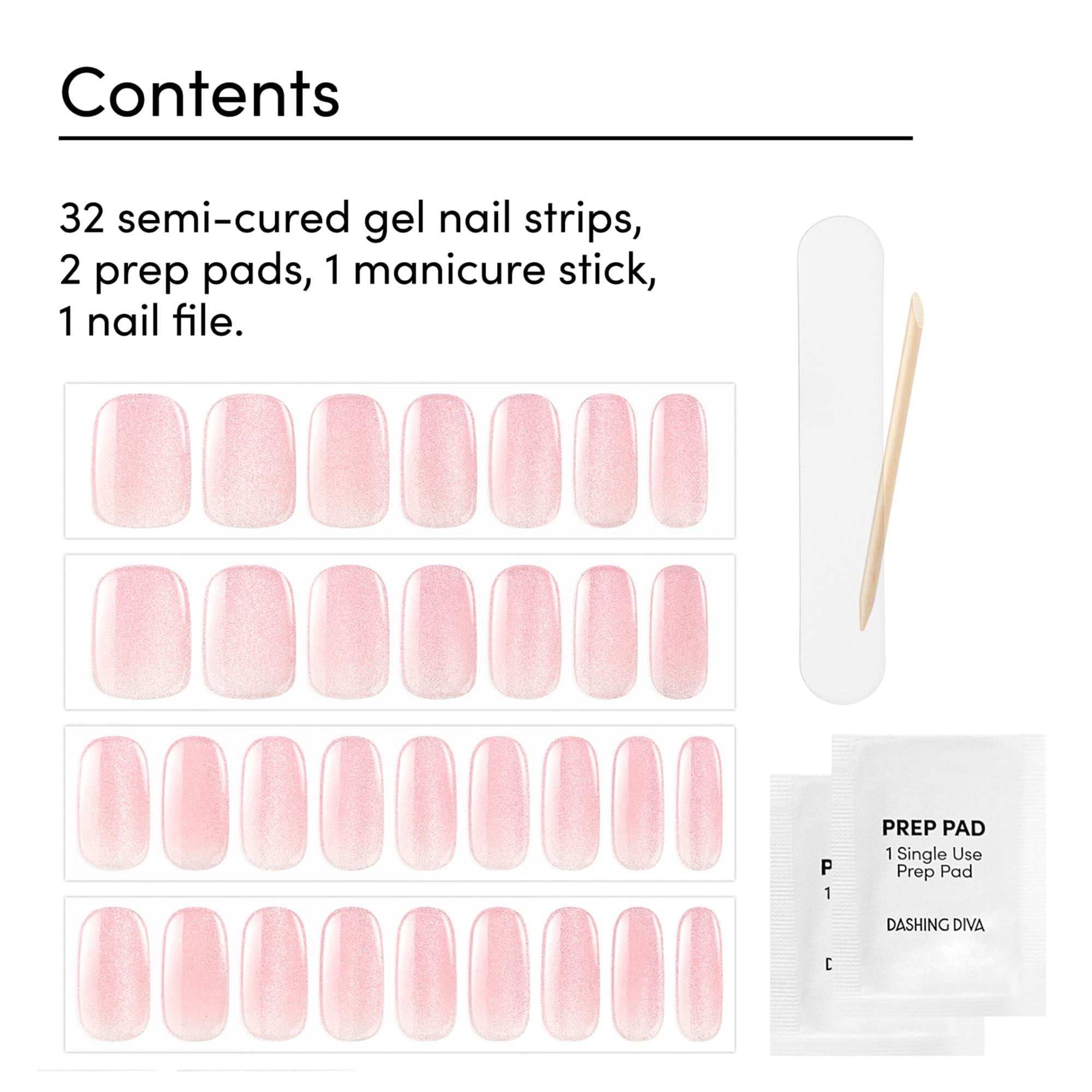 Dashing Diva Glaze Effects Nail Strip Set - Ballerina Blush - Long Lasting, Chip Resistant, Semi-Cured Gel Nails - 4-Piece Manicure Set with 32 Strips - Image 3