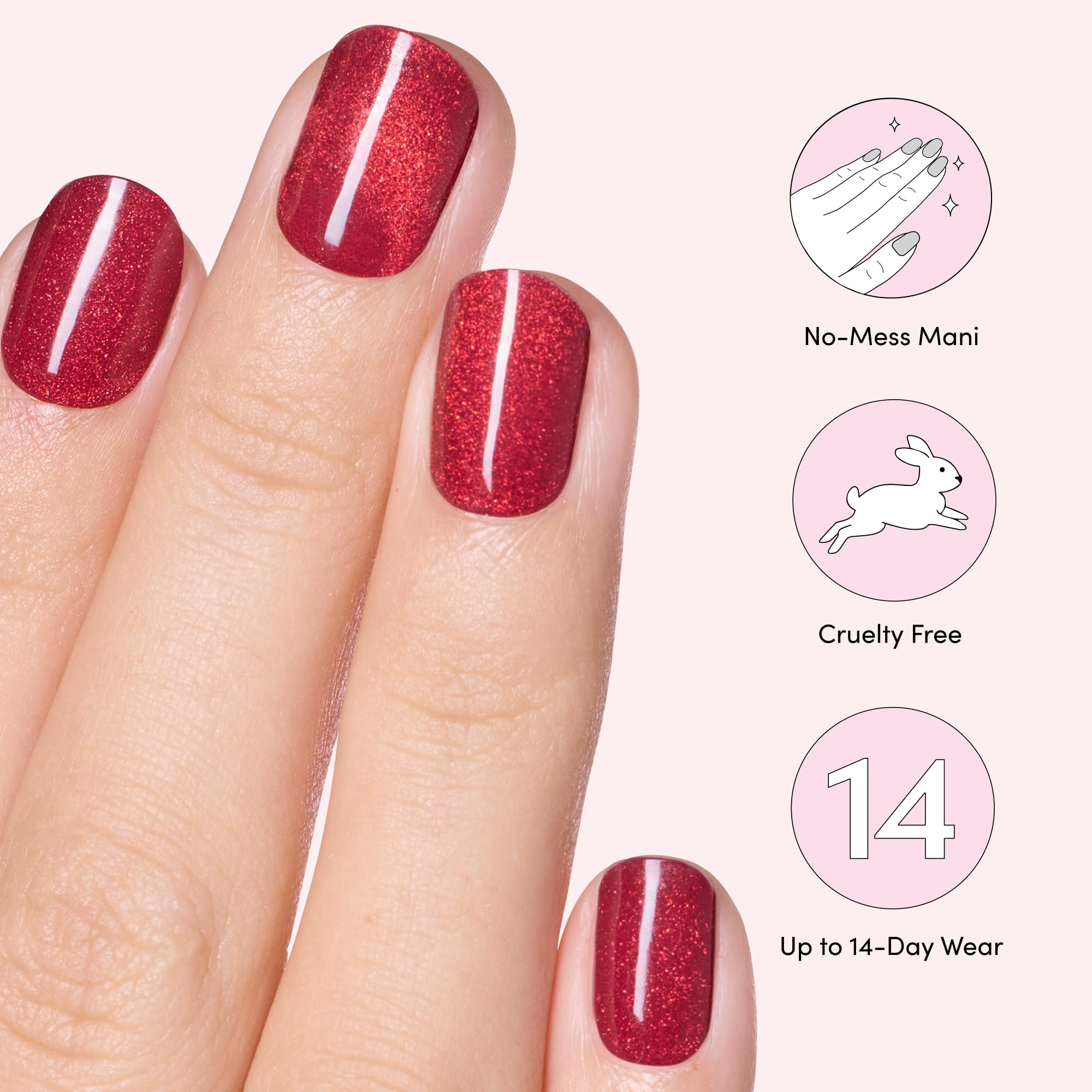 Dashing Diva Glaze Effects Nail Strip Set - Ruby Red Apple - Long Lasting, Chip Resistant, Semi-Cured Gel Nails - 4-Piece Manicure Set with 32 Strips - Image 5