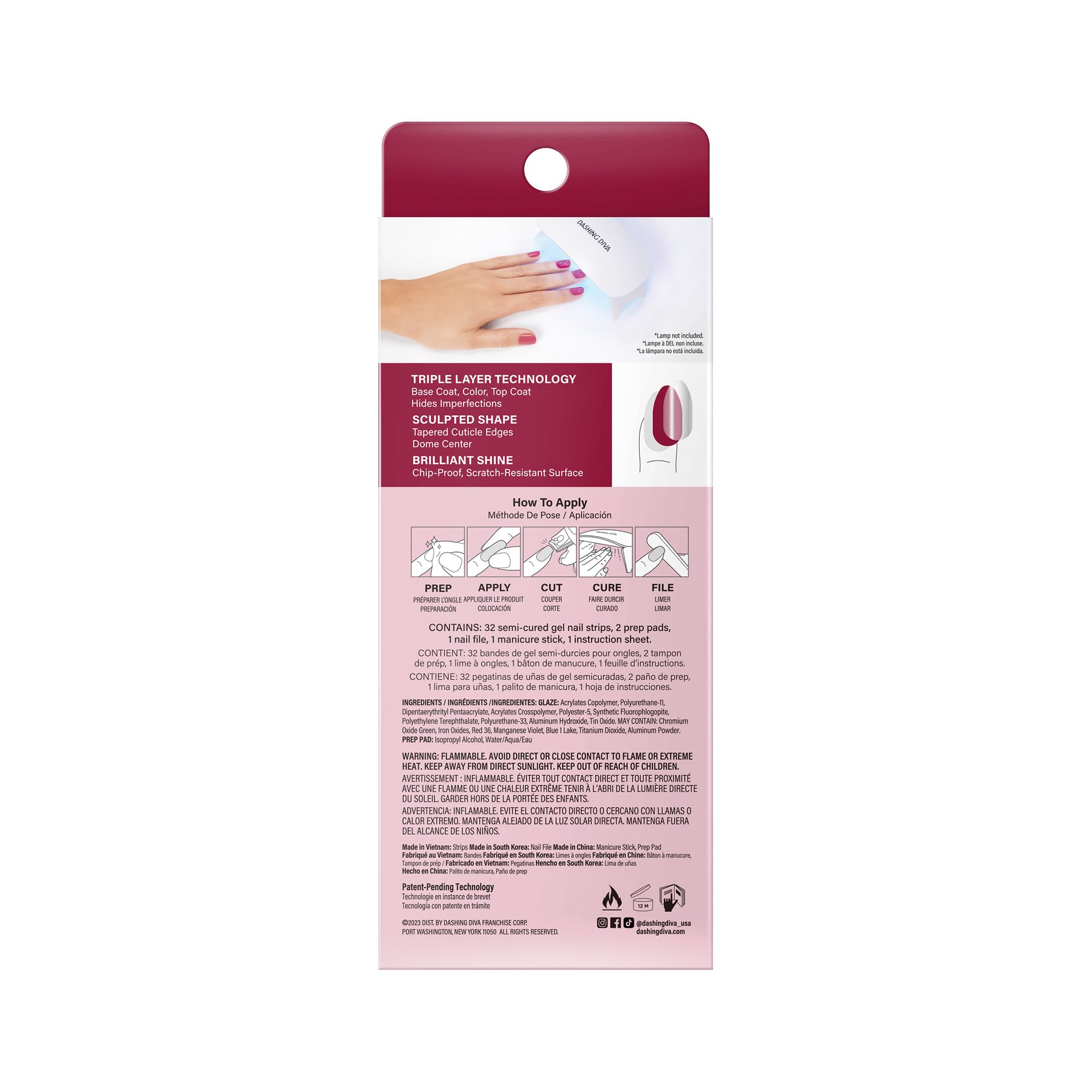 Dashing Diva Glaze Effects Nail Strip Set - Ruby Red Apple - Long Lasting, Chip Resistant, Semi-Cured Gel Nails - 4-Piece Manicure Set with 32 Strips - Image 8