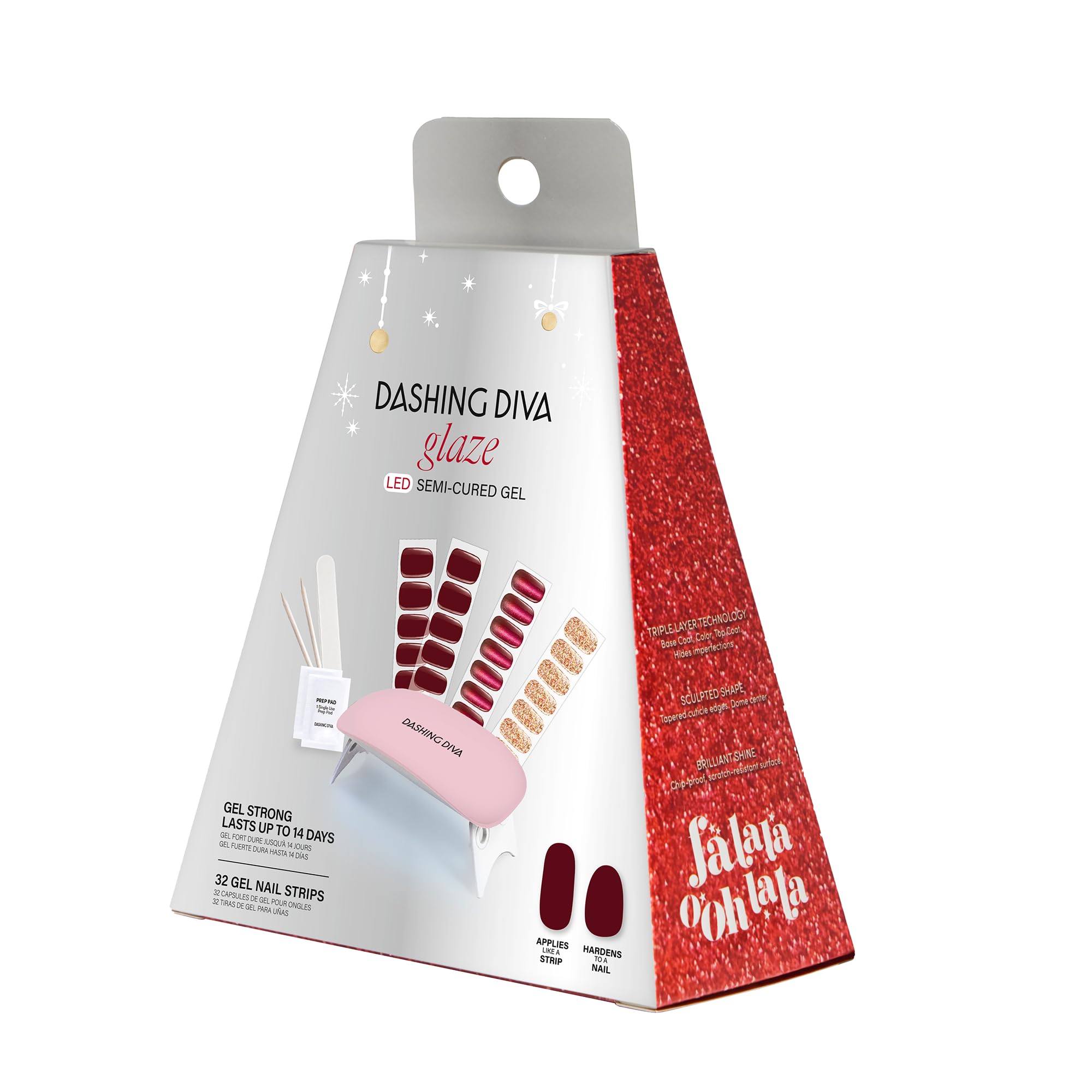 Dashing Diva Glaze Kit - By The Fire Place - Long Lasting, Chip Resistant, Semi-Cured Gel Nail Strips - 5-Piece Manicure Set with 32 Strips and Mini LED Lamp - Image 4