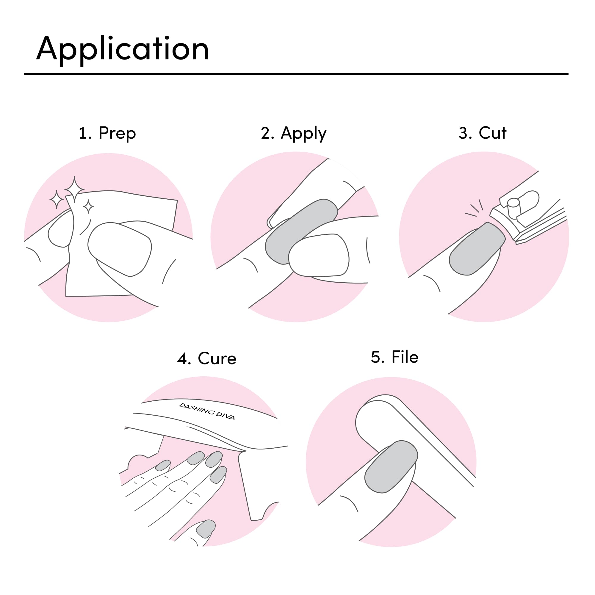 Dashing Diva Glaze Nail Starter Kit - Pale Blush - Long Lasting, Chip Resistant, Semi-Cured Gel Nail Strips - 7-Piece Manicure Set with 32 Strips and Mini LED Lamp - Image 4