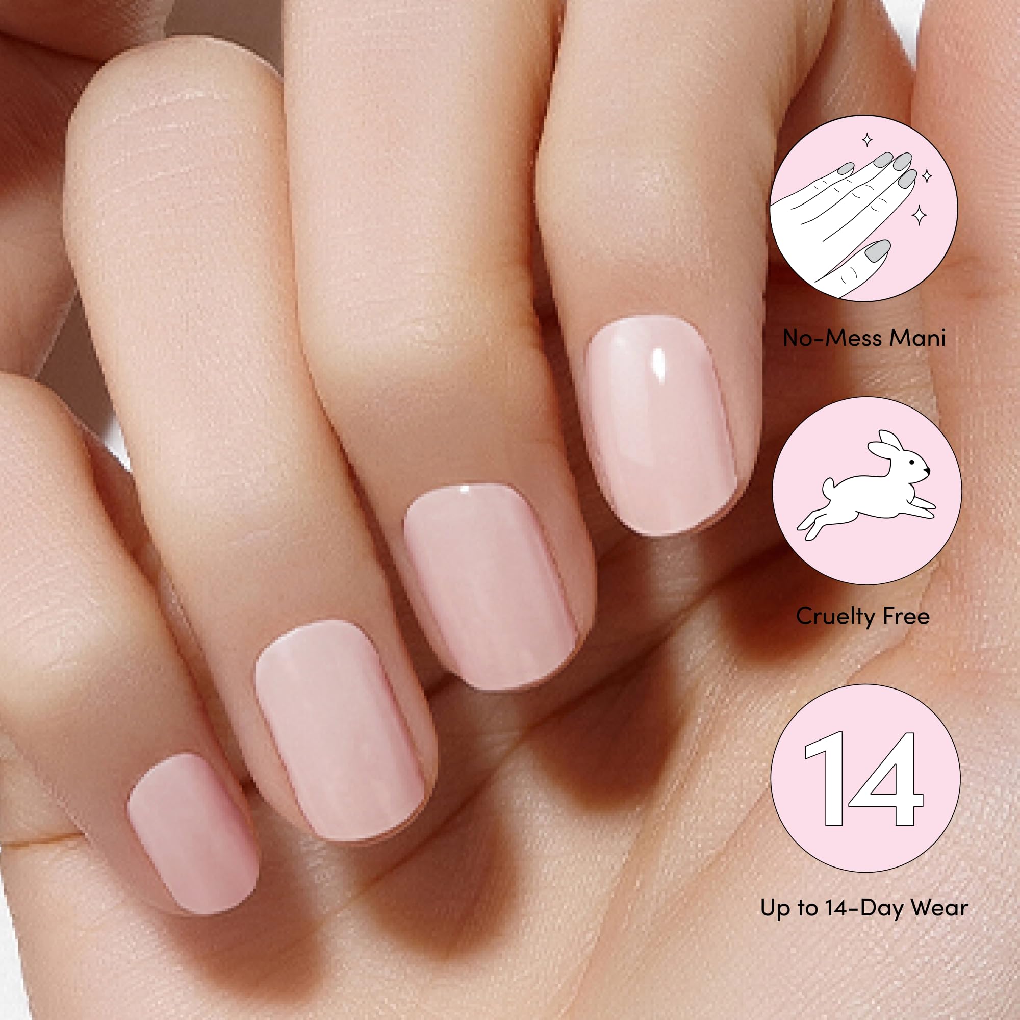 Dashing Diva Glaze Nail Starter Kit - Pale Blush - Long Lasting, Chip Resistant, Semi-Cured Gel Nail Strips - 7-Piece Manicure Set with 32 Strips and Mini LED Lamp - Image 5