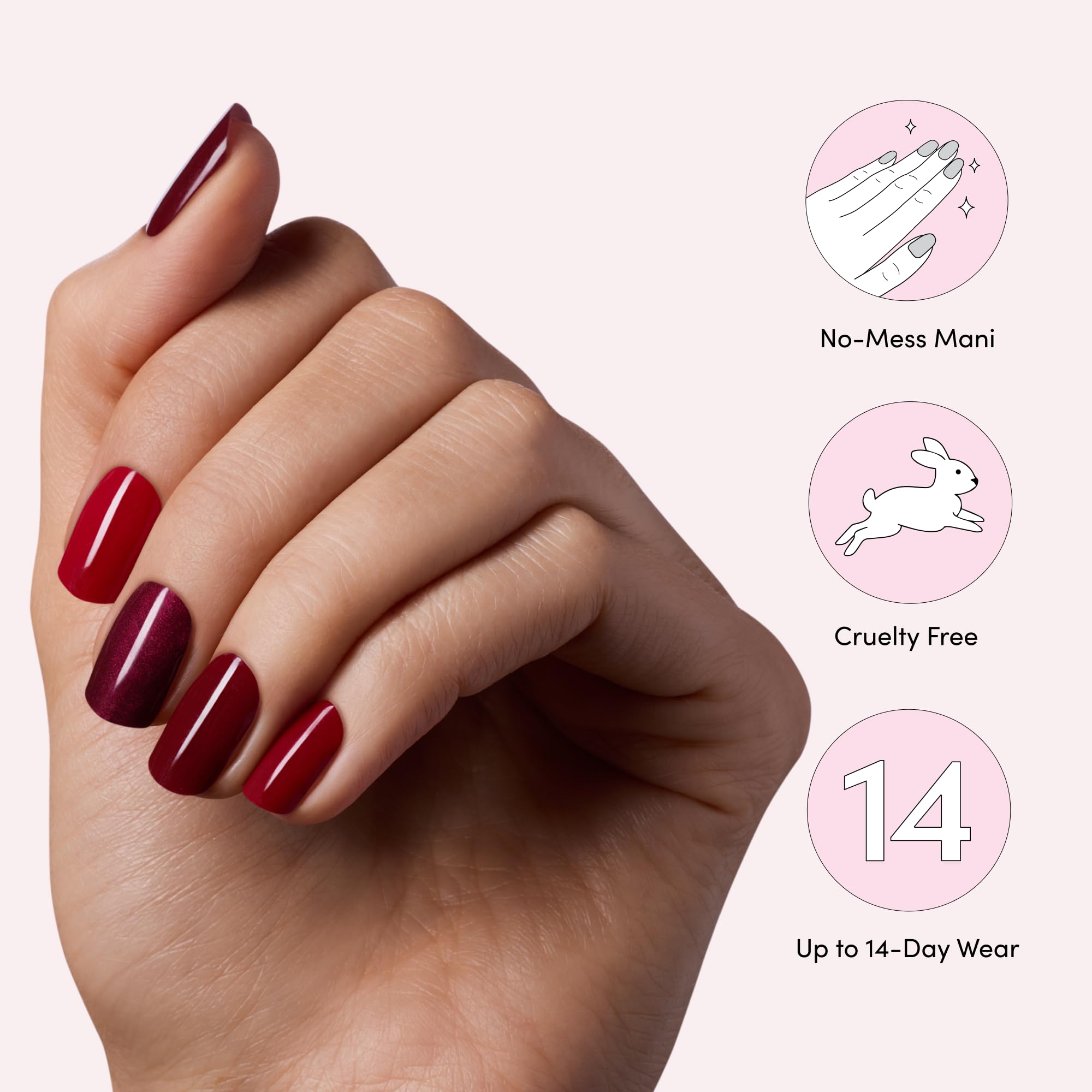 Dashing Diva Glaze Nail Strip 3-in-1 Kit - Best of Reds - Long Lasting, Chip Resistant, Semi-Cured Gel Nail Strips - Contains 96 strips, 3 prep pads, 3 manicure sticks, 1 nail file - Image 6