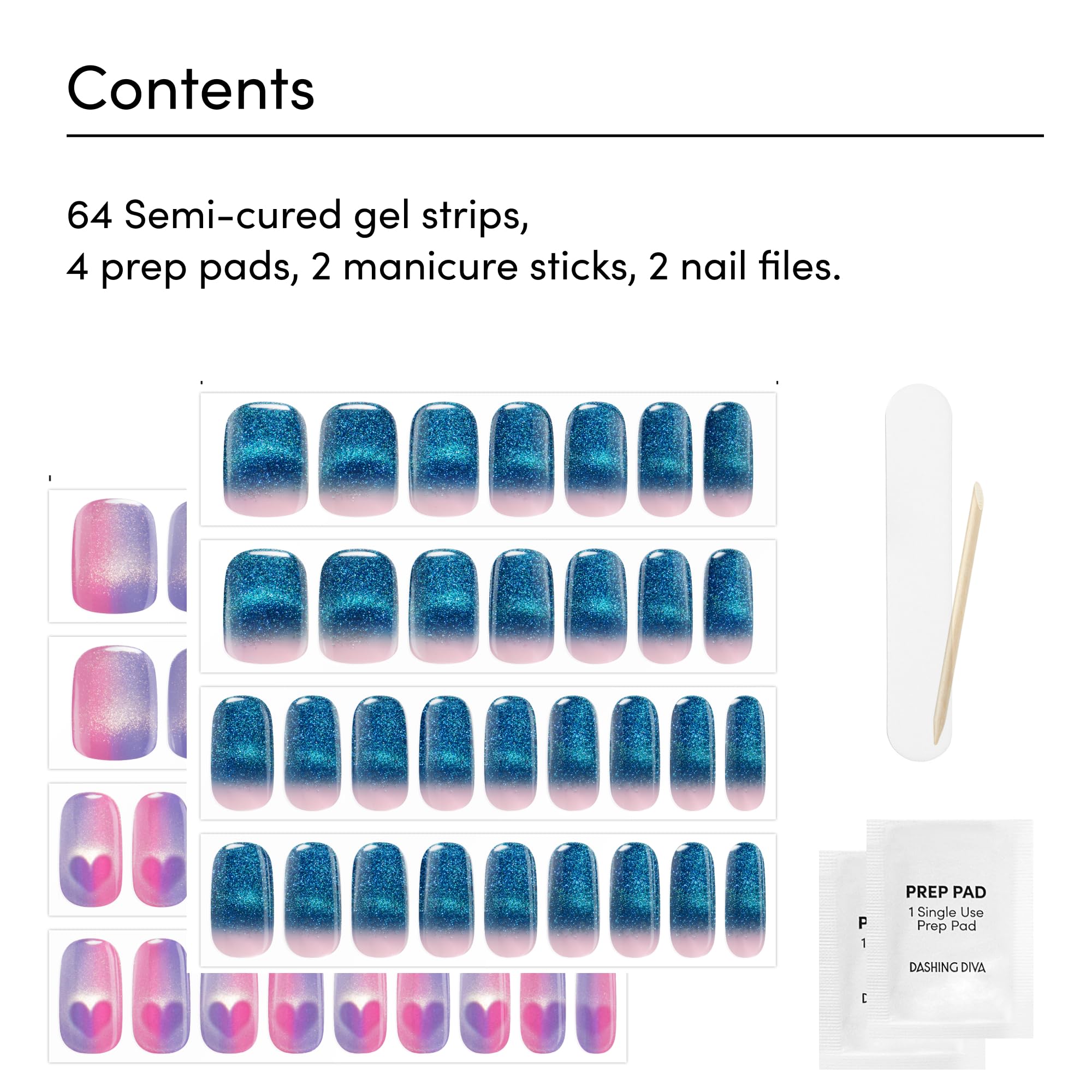 Dashing Diva Glaze Nail Strip Duo - Cosmic Hearts Collection - It's Science, Duh & He's Cuter In Person - Long Lasting, Chip Resistant, Semi-Cured Gel Nail Strips - Contains 2 Colors - Image 4