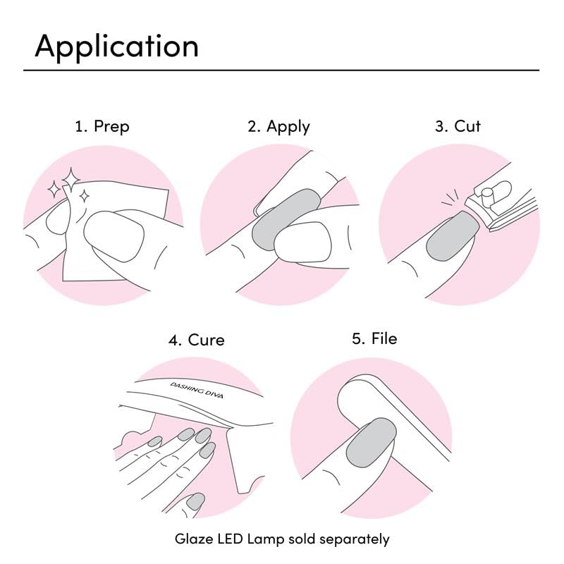 Dashing Diva Glaze Effects Nail Strip Set - Ballerina Blush - Long Lasting, Chip Resistant, Semi-Cured Gel Nails - 4-Piece Manicure Set with 32 Strips - Image 6