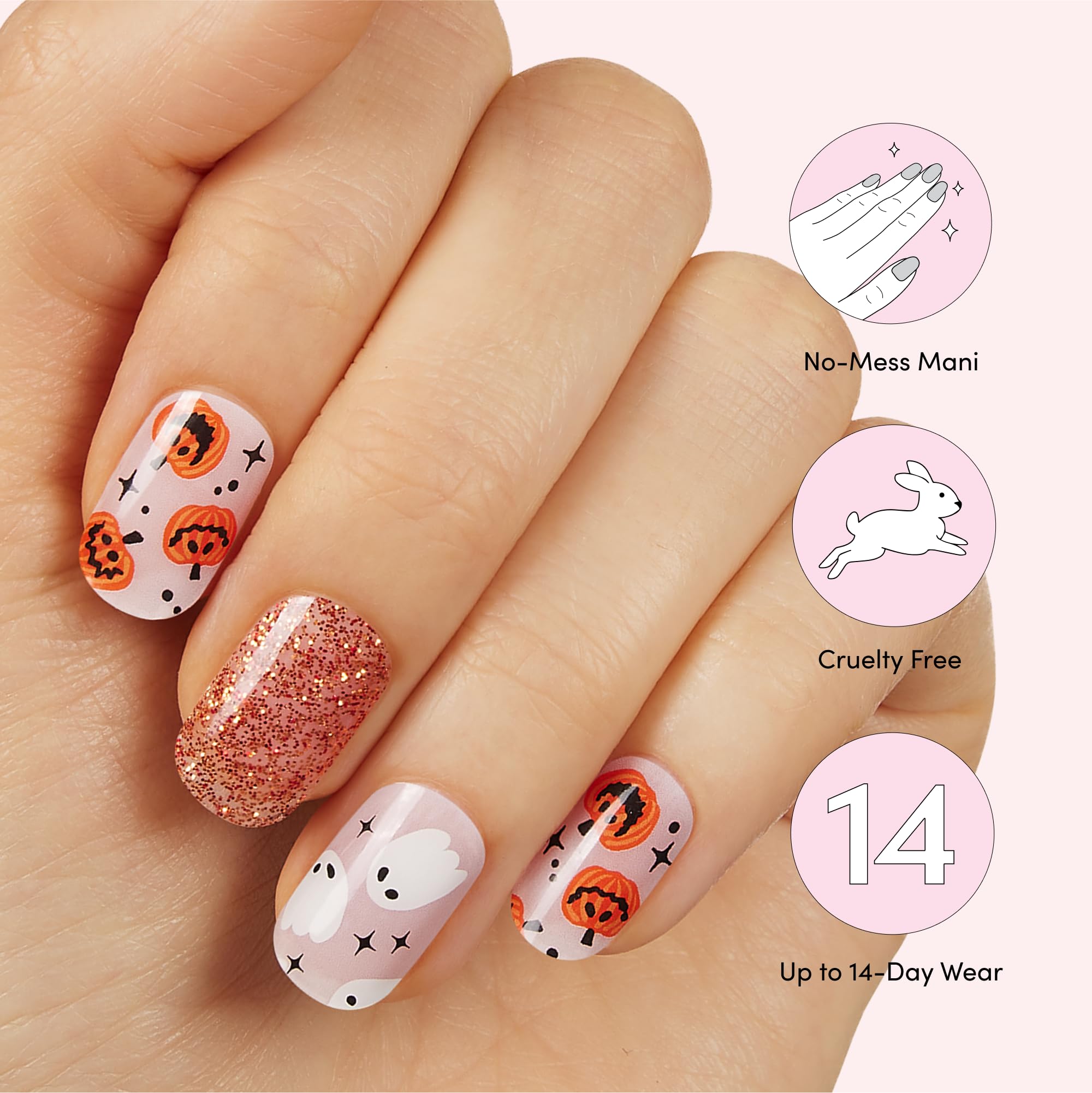 Dashing Diva Glaze Nail Strip Set - Happy Haunting - Long Lasting, Chip Resistant, Semi-Cured Gel Nail Strips - Gel Set - 4-Piece Manicure Kit with 32 Strips - Image 5