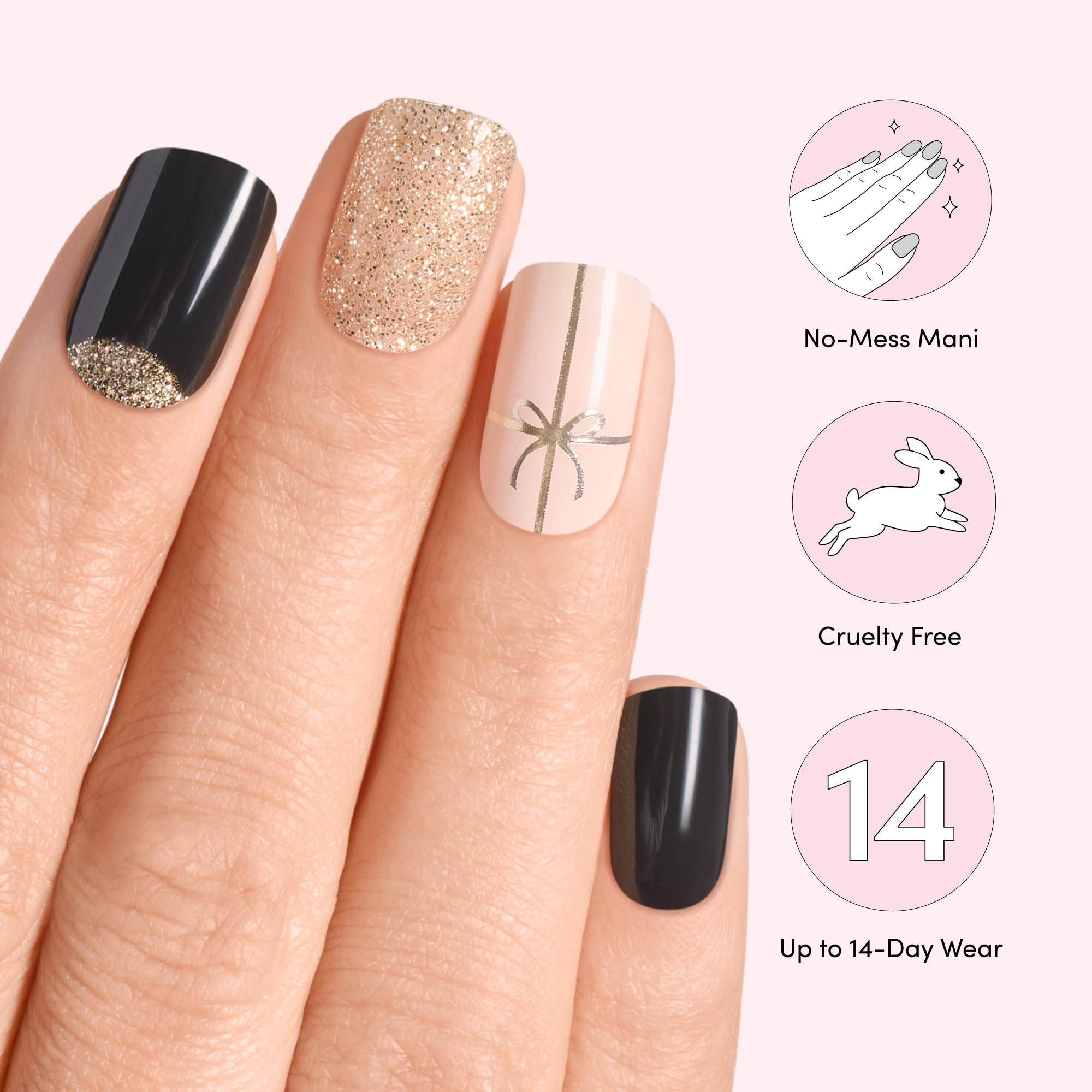 Dashing Diva Glaze Nail Strip Set - Old Gold - Long Lasting, Chip Resistant, Semi-Cured Gel Nail Strips - Gel Set - 4-Piece Manicure Kit with 32 Strips - Image 5