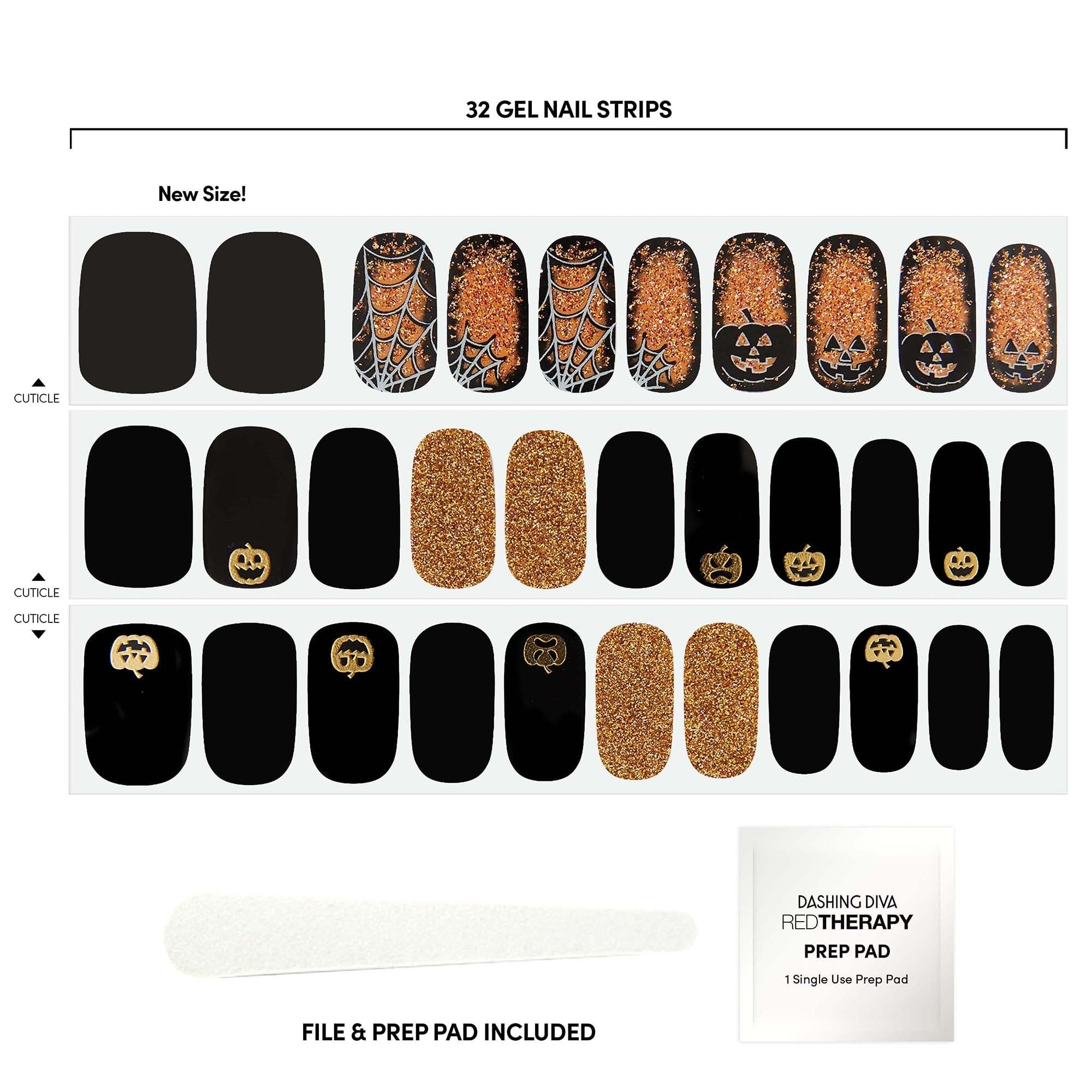 Dashing Diva Gloss Halloween Nail Strips - Twisted Nightmare | UV Free, Long Lasting, Cute Halloween Gel Nail Stickers | Contains 32 Nail Wraps, 1 Prep Pad, 1 Nail File - Image 5