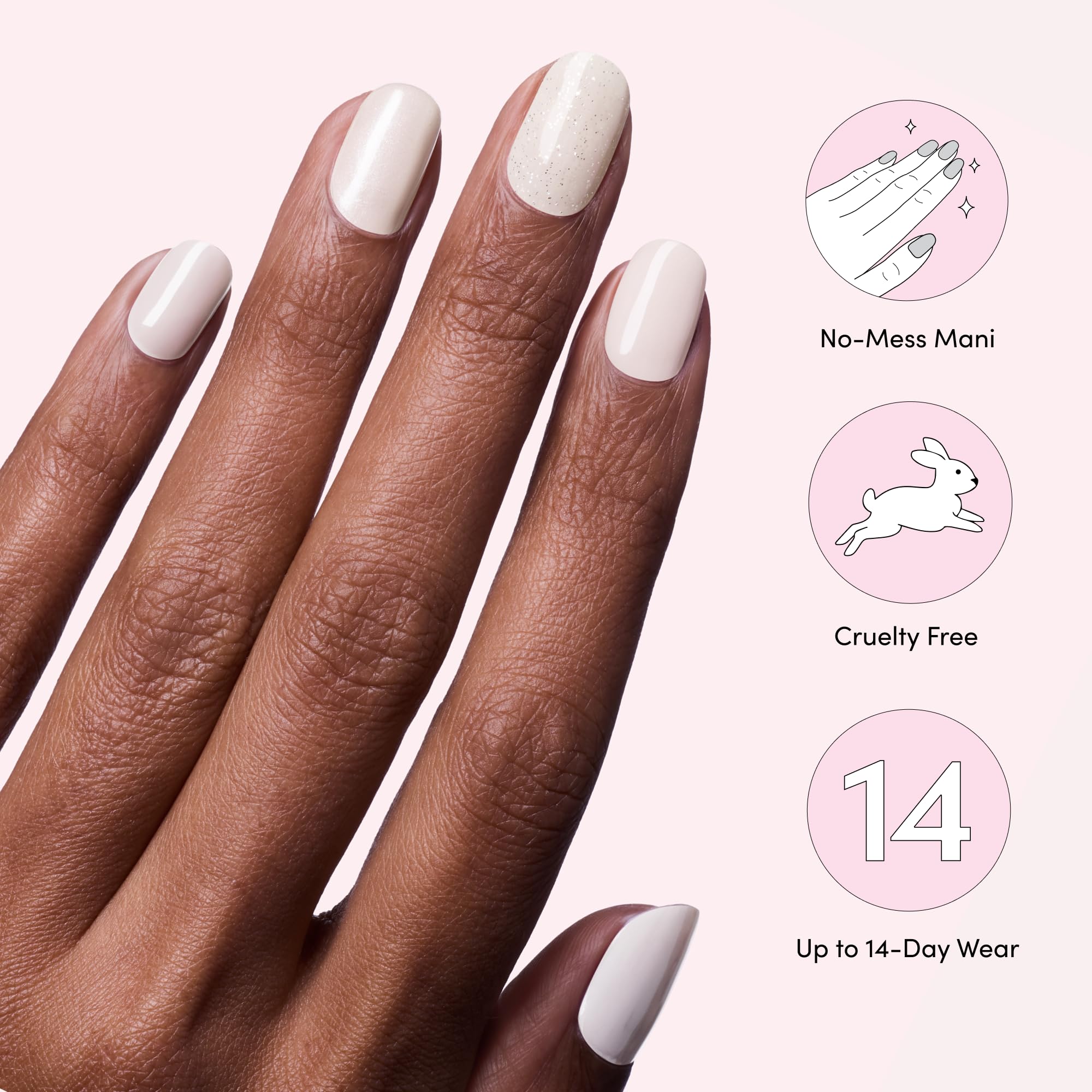 Dashing Diva Gloss Nail Strips 5-in-1 Kit - Best of Blancs - UV Free, Chip Resistant, Long Lasting Gel Nail Stickers - Contains 110 wraps, 5 prep pads, 2 nail files - Image 6