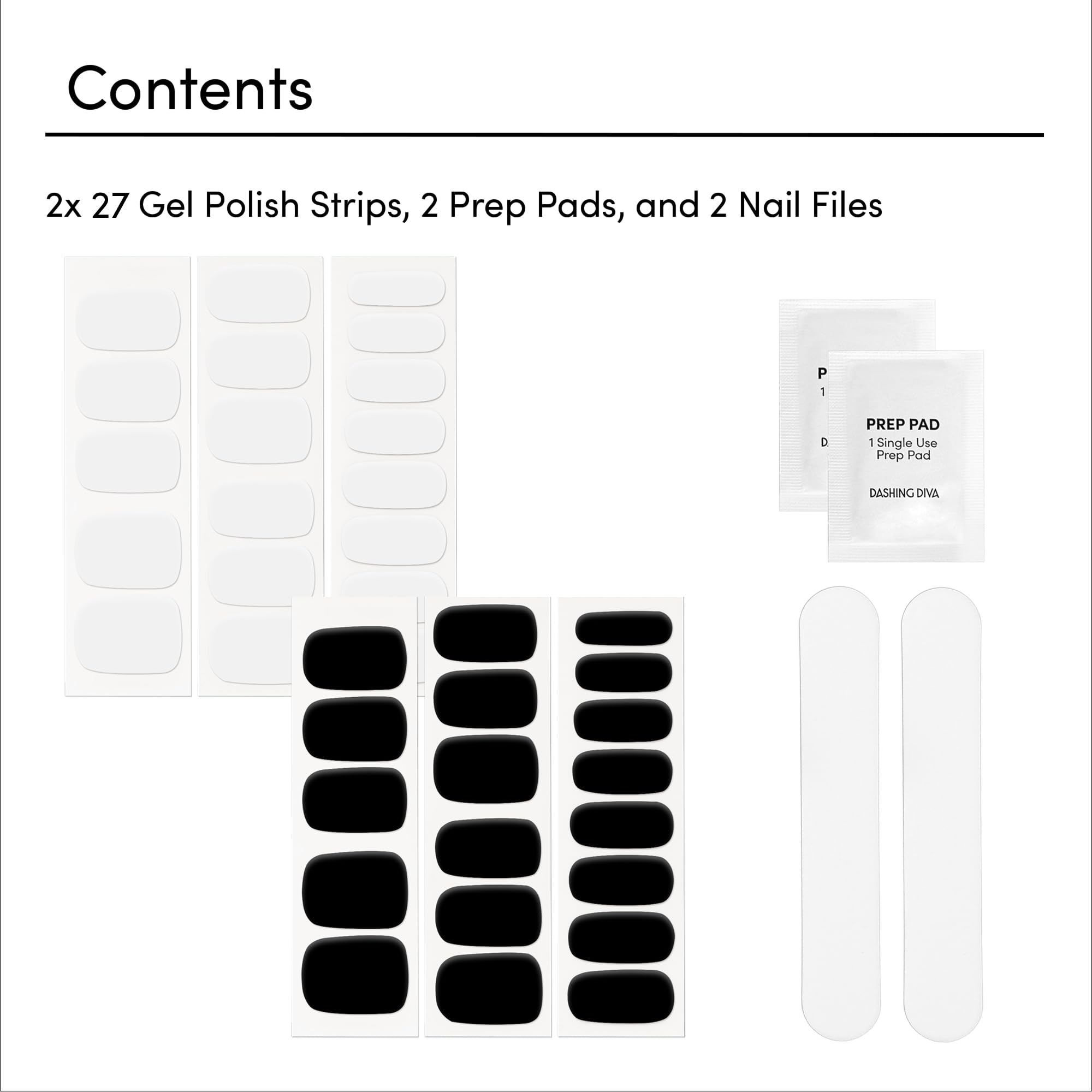 Dashing Diva Gloss Nail Strips Bundle - The Black & White Collection - Real Black & Daikon - UV Free, Chip Resistant, Long Lasting Gel Stickers - Contains 2 Sets - Image 4