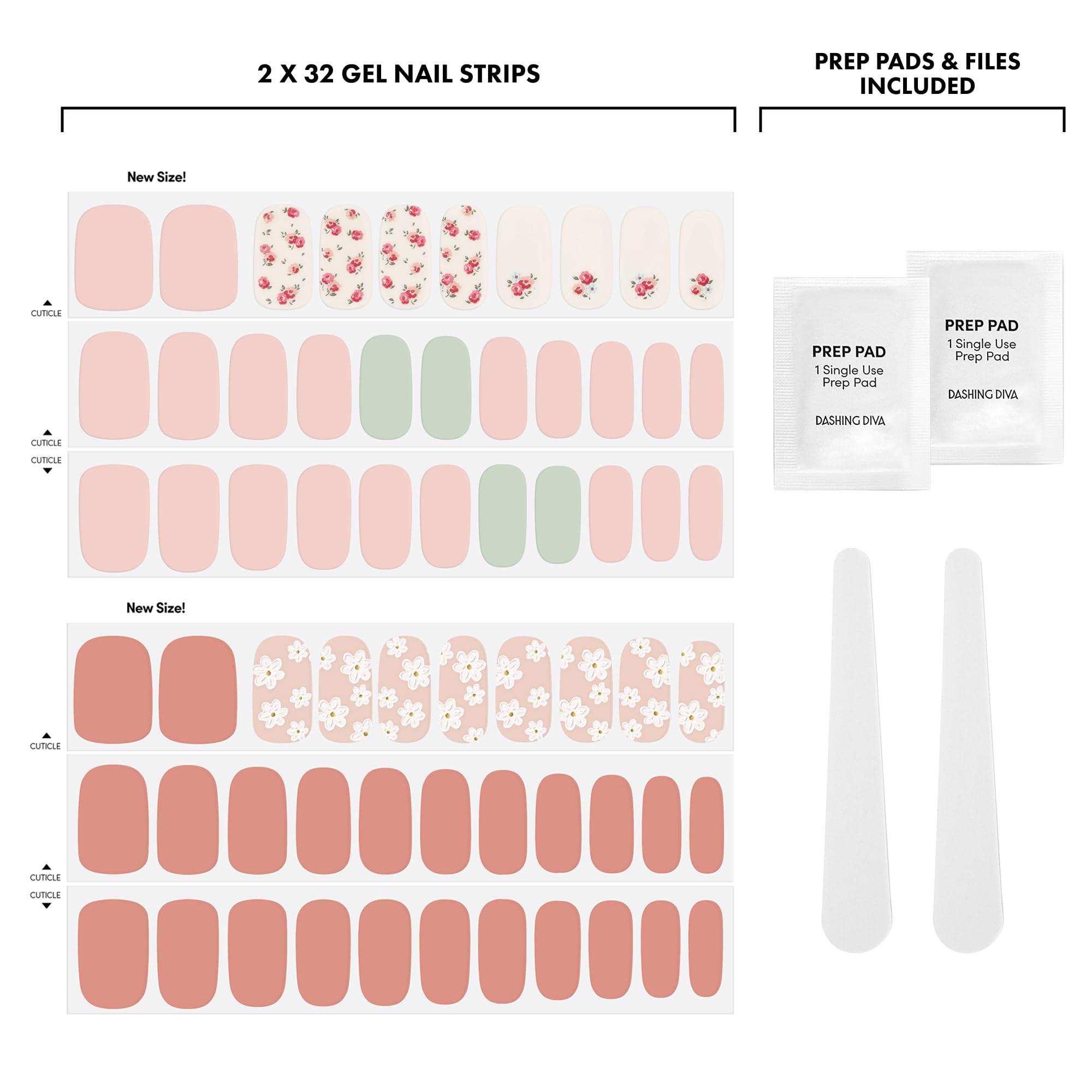 Dashing Diva Gloss Nail Strips Bundle - The Vintage Florals Collection - So Very Victorian & Heavens Gate - UV Free, Chip Resistant, Long Lasting Gel Stickers - Contains 2 Sets - Image 4