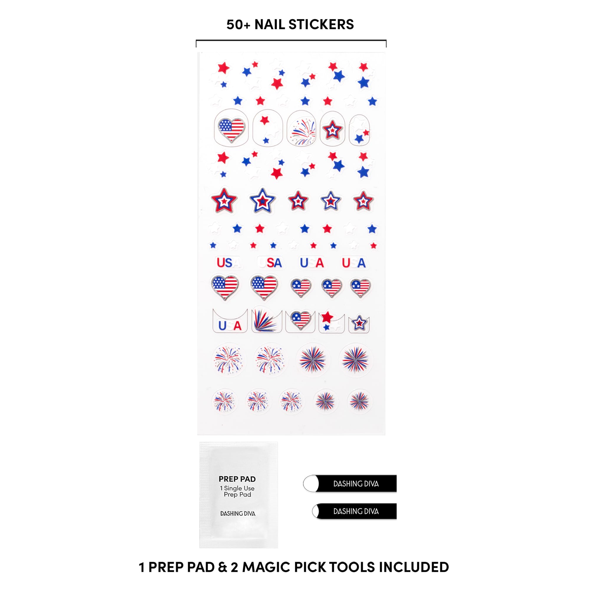 Dashing Diva Magic Pick Nail Stickers - Firework City - Premium Nail Art - Comes with 50+ Stickers and 2 Precision Placement Tools - Image 3