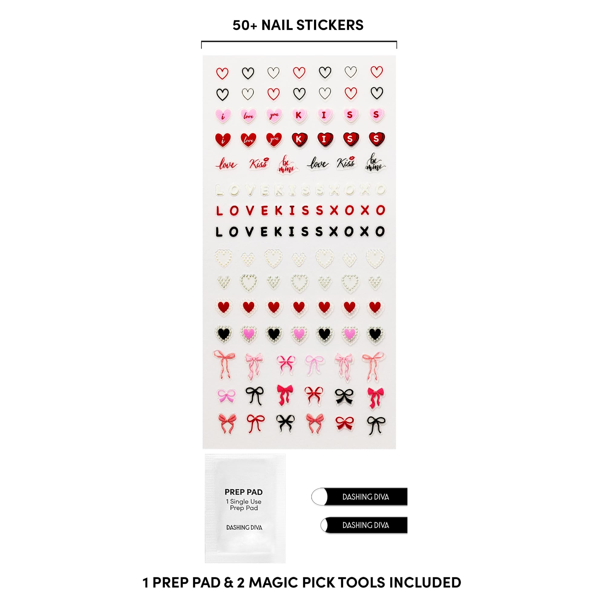 Dashing Diva Magic Pick Nail Stickers - Secret Love Letter - Premium Nail Art - Comes with 50+ Stickers and 2 Precision Placement Tools - Image 3