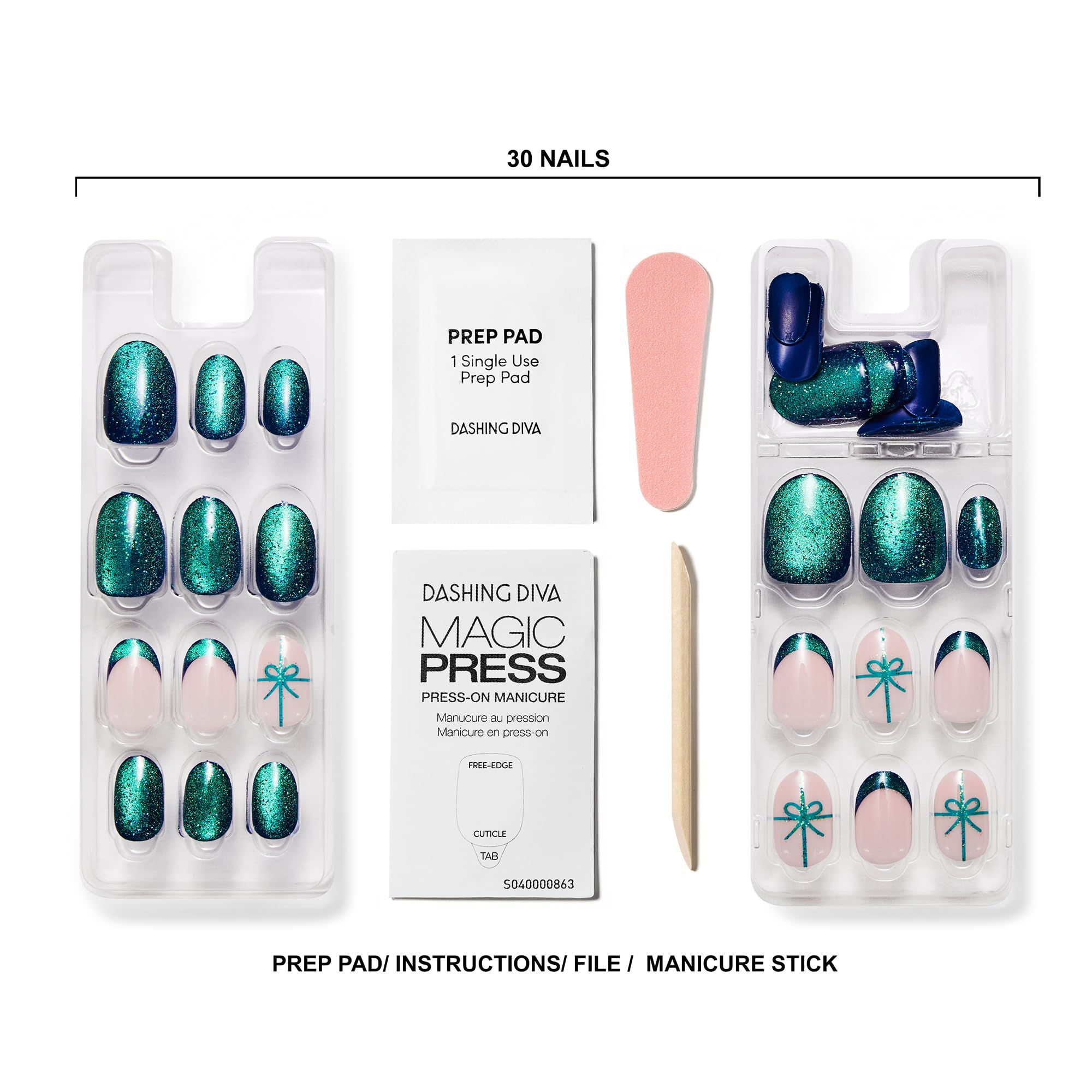 Dashing Diva Magic Press Magnetic Nail Set - Bow Down - Medium Almond Press Ons - Long Lasting Gel - Lasts Up to 10 Days - Gel Set - 4-Piece Manicure Kit with 30 Nails - Image 3