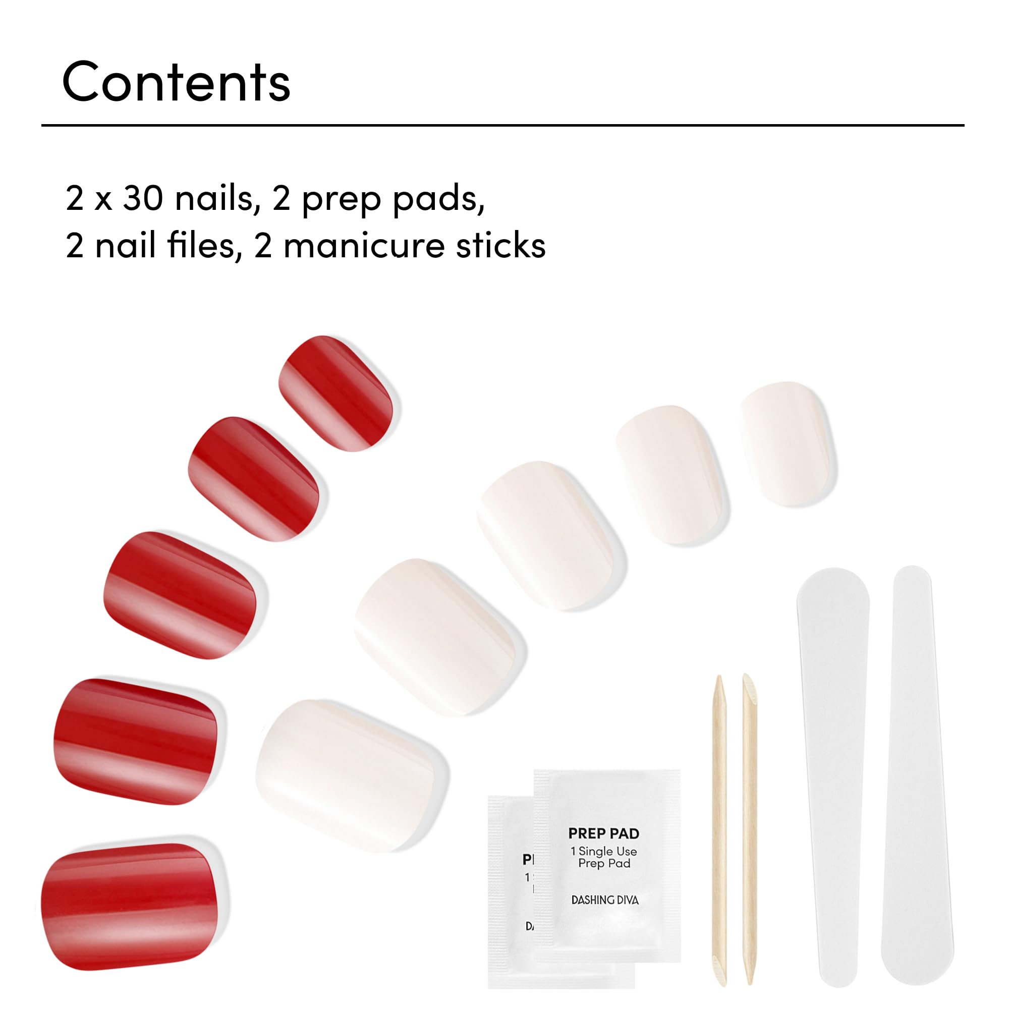 Dashing Diva Magic Press Nail Bundle - White Chocolate Cherries Collection - Short Square Press On Nails - Cherry Popsicle & Coconut Milk - Long Lasting Gel - Lasts Up to 7 Days - 2 Sets - Image 5