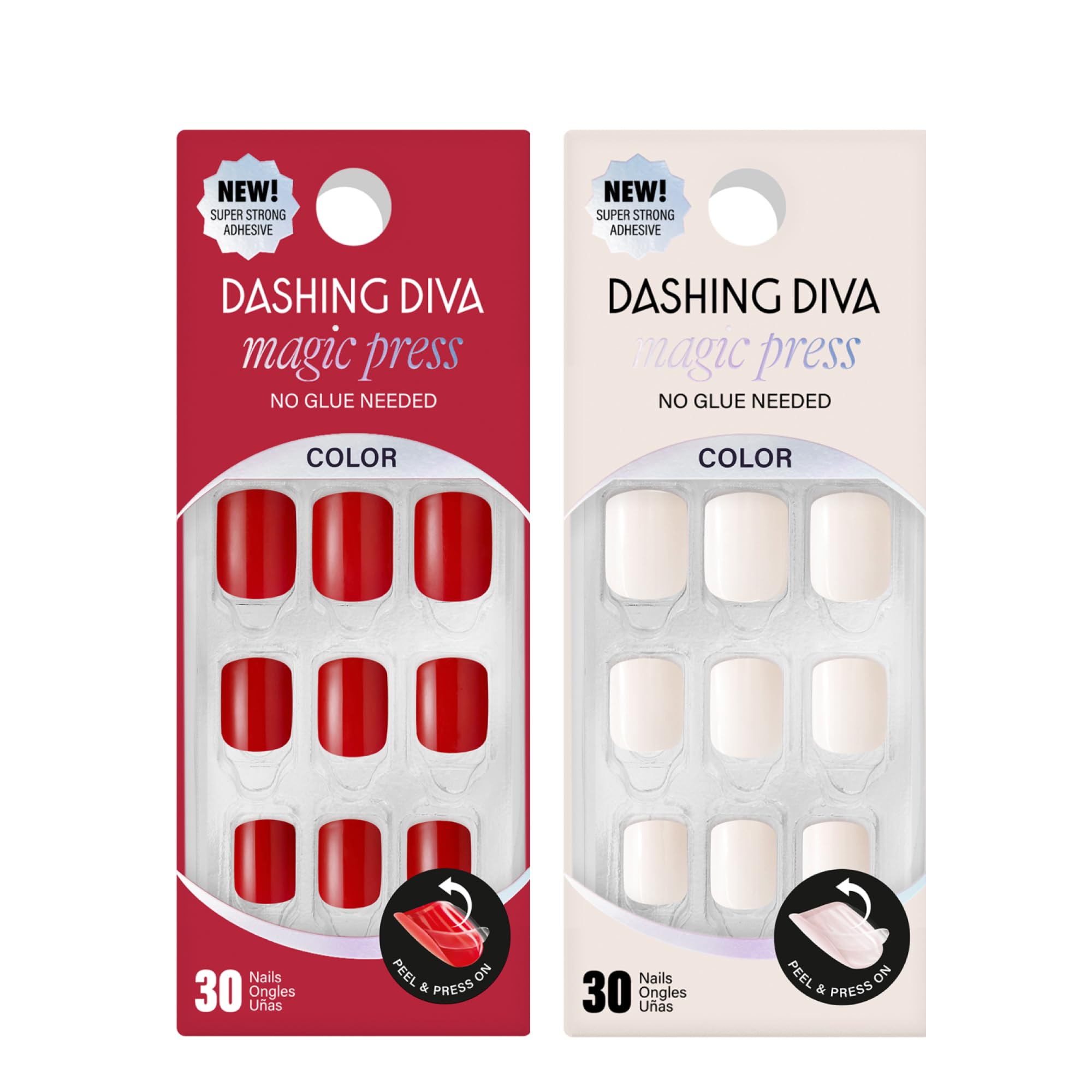 Dashing Diva Magic Press Nail Bundle - White Chocolate Cherries Collection - Short Square Press On Nails - Cherry Popsicle & Coconut Milk - Long Lasting Gel - Lasts Up to 7 Days - 2 Sets - Image 7