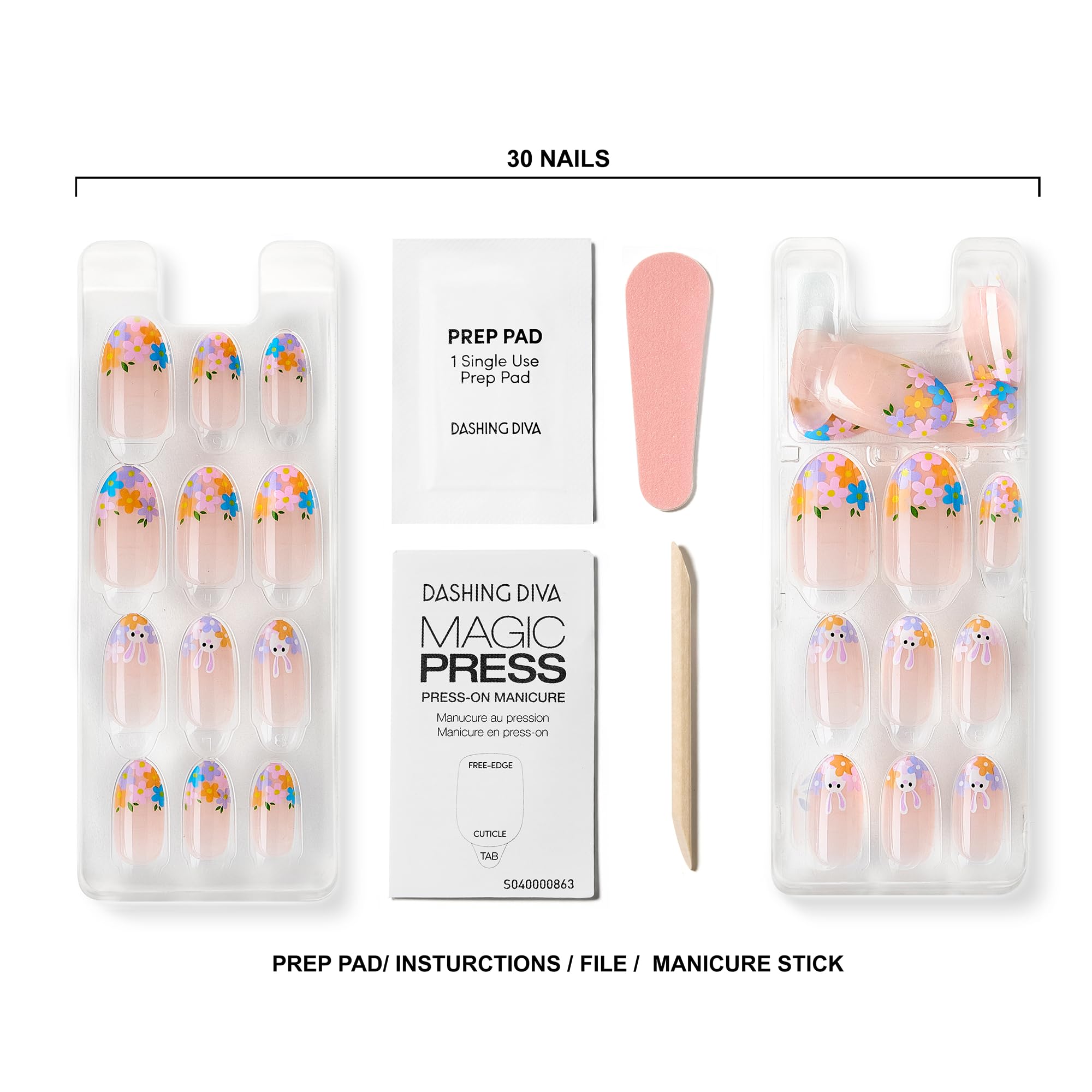 Dashing Diva Magic Press Nail Set - Hop Scotch - Medium Almond Press On Nails - Long Lasting Gel - Lasts Up to 10 Days - Gel Set - 4-Piece Manicure Kit with 30 Nails - Image 3