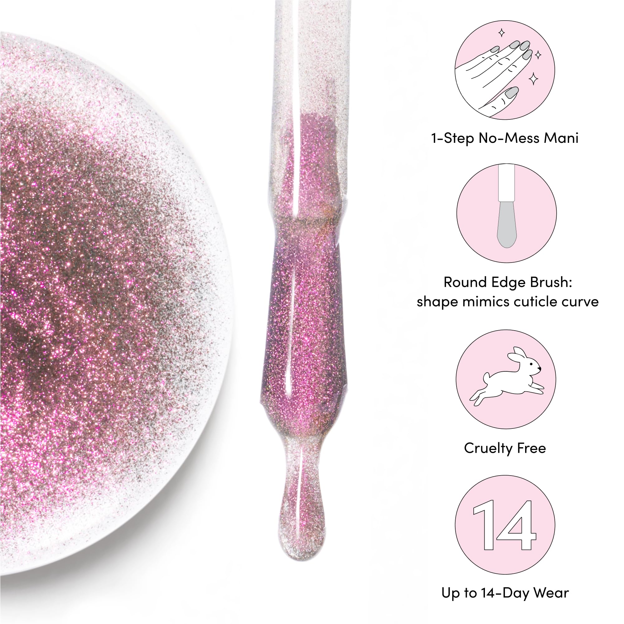 Dashing Diva One Gel Color & Magnetic Topper Duo - 8Ball - Real Black & Iridescent Glitter Topper - 3-in-1 Base Coat, Nail Color & Top Coat - Gel Nail Polish Set - Image 4