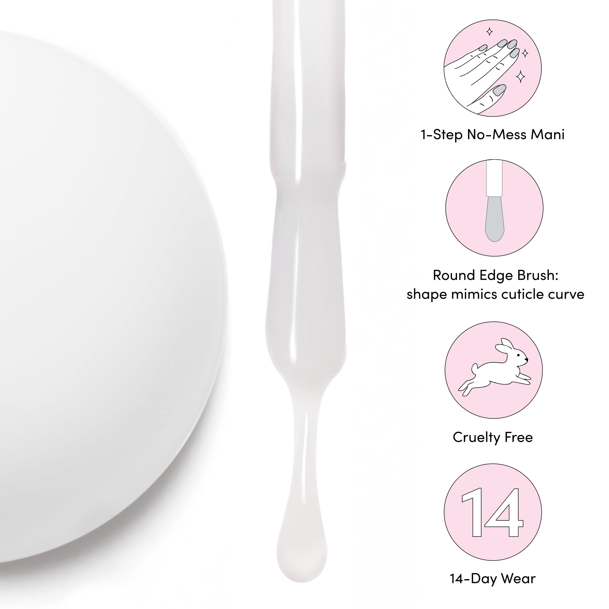 Dashing Diva One Gel Color Starter Kit - Daikon - 3-in-1 Base Coat, White Nail Color & Top Coat - 8-Piece Manicure Set with LED Gel Nail Lamp - Image 6