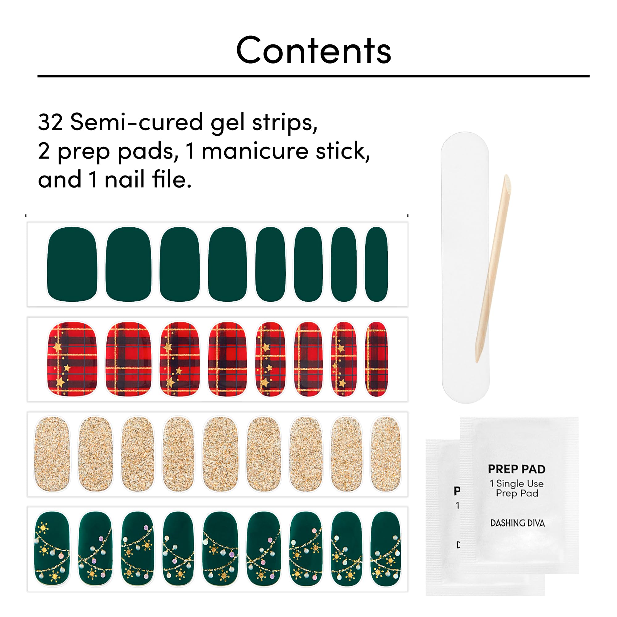 Dashing Diva Victorian Plaid Glaze Nail Strips - LED Compatible, Long Lasting, Chip Resistant, 32 Wraps, 2 Prep Pads, Nail File - Image 4